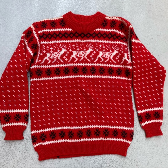 Dale of Norway Christmas Reindeer Black white red Sweater size small 40 - Picture 3 of 13